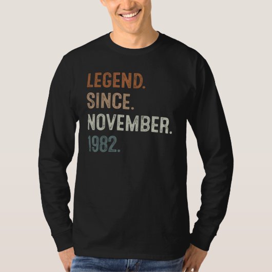 40 Years Old  Legend Since November 1982 40th Birt T-shirt (Voorkant)