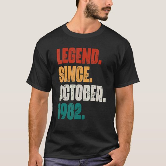 40 Years Old  Legend Since October 1982 40th Birth T-shirt (Voorkant)