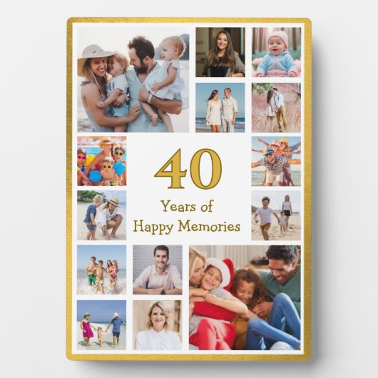 40 years (or any age) of happy memories birthday fotoplaat (voorkant)