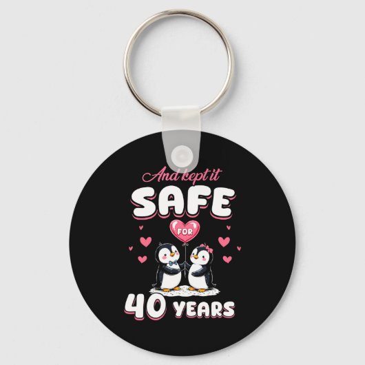 40 Years Wedding Anniversary Penguin Couples Match Sleutelhanger (Voorkant)