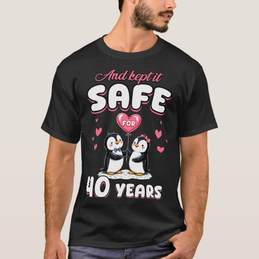 40 Years Wedding Anniversary Penguin Couples Match T-shirt (Voorkant)