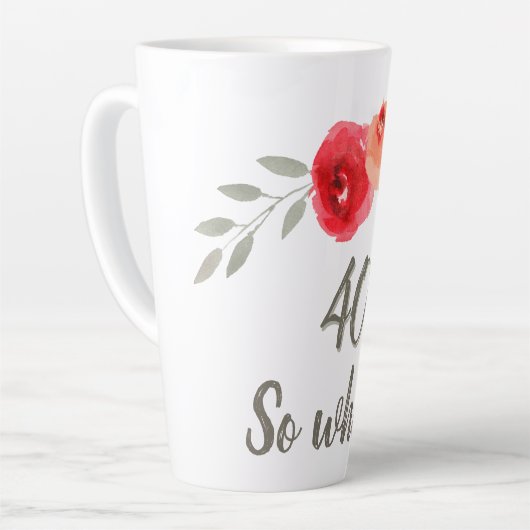 40 zo Wat Waterverf Roos Bloemen 40e Verjaardag Latte Mok (Linkerhoek)