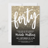 40 Zwart Goud 40ste Verjaardag Kaart (Voorkant)