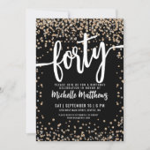 40 Zwart Goud 40ste Verjaardag Kaart (Voorkant)
