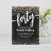 40 Zwart Goud 40ste Verjaardag Kaart (Staand voorkant)