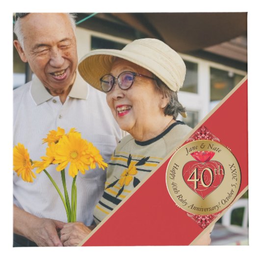 40e/15e bruiloft Jubileum Ruby Photo Cube Kubus (Rechts)