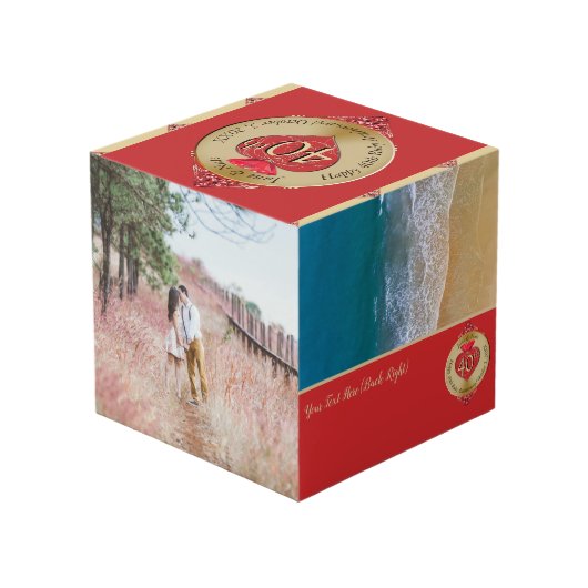 40e/15e bruiloft Jubileum Ruby Photo Cube Kubus (Achter hoekig)