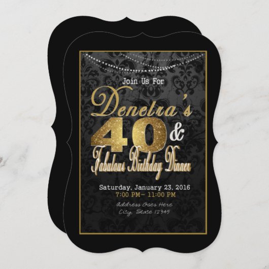 40e 40e en geweldige uitnodiging van de verjaardag (Voorkant / Achterkant)
