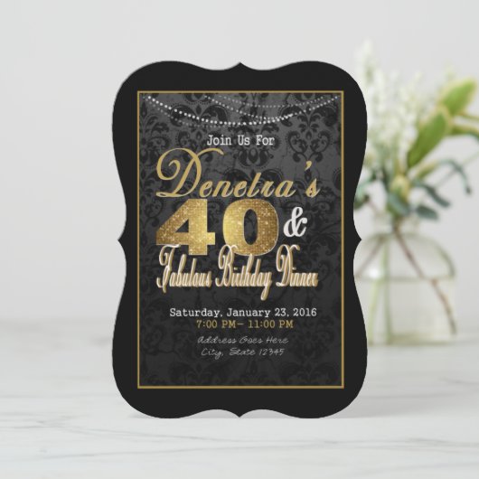 40e 40e en geweldige uitnodiging van de verjaardag (Staand voorkant)