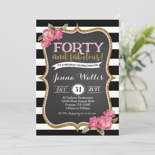 40e 40e en geweldige uitnodiging van de verjaardag (Staand voorkant)