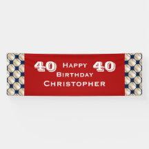 40e, 45e verjaardag Baseball Red Blue