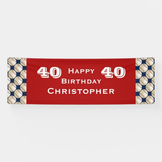 40e, 45e verjaardag Baseball Red Blue Spandoek (Horizontaal)