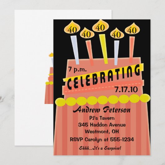 40e - 49e verjaardag Persoonlijke uitnodiging (Voorkant / Achterkant)