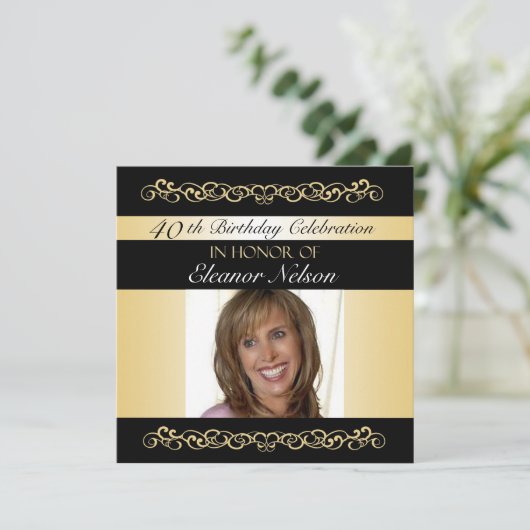 40e-49e verjaardag van de feestelijke uitnodiginge kaart (Staand voorkant)