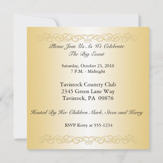 40e-49e verjaardag van de feestelijke uitnodiginge kaart (Achterkant)