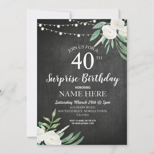 40e 50e 60 Verrassing Verjaardagsfeest Chalk Uitno Kaart (Voorkant)