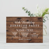 40E 50E 60E BIRTHDAY PARTIJ WOOD SURPRISE INVITE KAART (Staand voorkant)