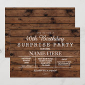 40E 50E 60E BIRTHDAY PARTIJ WOOD SURPRISE INVITE KAART (Voorkant / Achterkant)