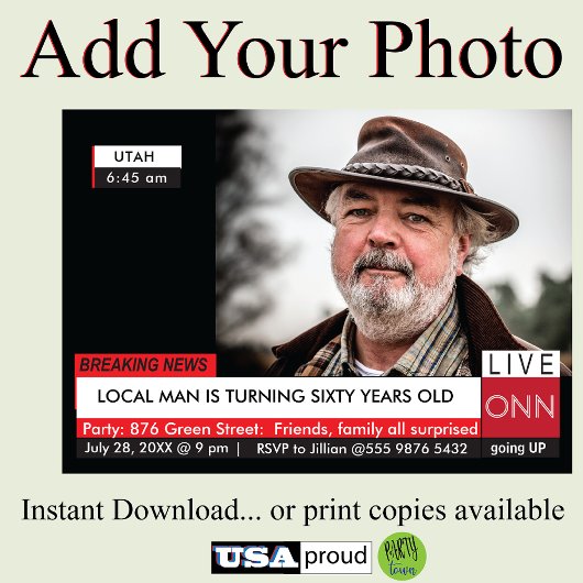 40e 50e 60e Verjaardag Mannen Funny TV Nieuws Kaart