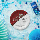 40e, 52e of 80e Jubileum van Ruby Floral Papieren Bordje (Feest)