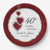 40e, 52e of 80e Ruby Wedding Jubileum Papieren Bordje (Voorkant)