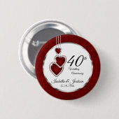 40e, 52e of 80e Ruby Wedding Jubileum Ronde Button 5,7 Cm (Voorkant /achterkant)
