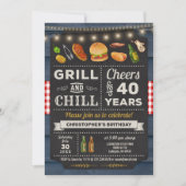 40e BBQ Grill and Chill Birthday Invitation Kaart (Voorkant)