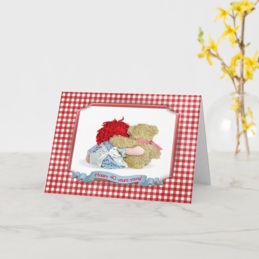 40e beer en pop kaart (Gele Bloem)