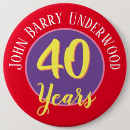 40e Birthday-badge aan personaliseren. Ronde Button 6,0 Cm