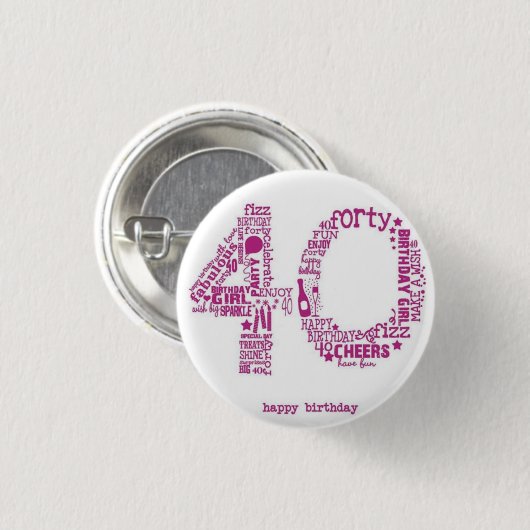 ****40e BIRTHDAY BADGE**** Ronde Button 3,2 Cm (Voorkant /achterkant)
