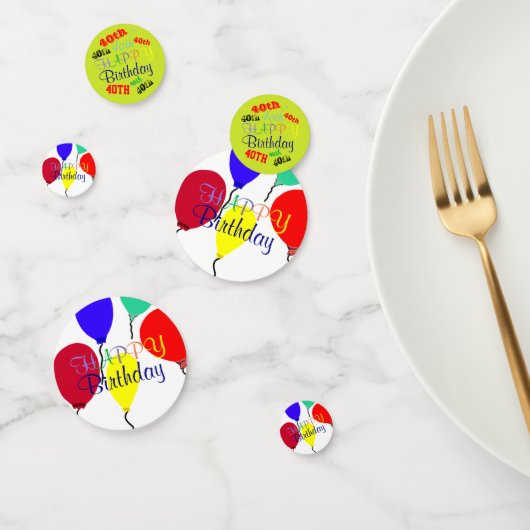 40e Birthday-ballonnen persoonlijke Confetti (Groep)