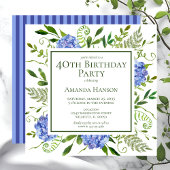 40e Birthday Blue Hydrangeas Kaart
