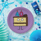 40e Birthday Cake met kaarsen Chocolate icing Papieren Bordje (Feest)