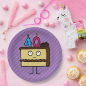 40e Birthday Cake met kaarsen Chocolate icing Papieren Bordje (Feest)