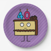 40e Birthday Cake met kaarsen Chocolate icing Papieren Bordje (Voorkant)