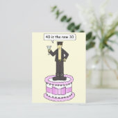 40e Birthday Cartoon Humor voor hem Briefkaart (Staand voorkant)