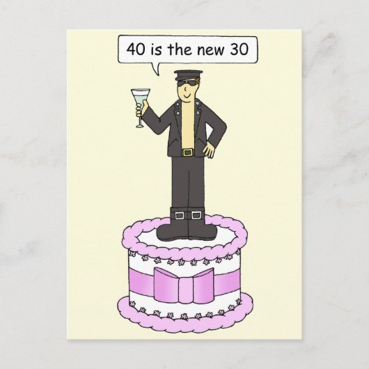 40e Birthday Cartoon Humor voor hem Briefkaart (Voorkant)