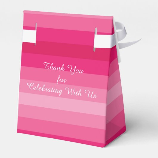 40e Birthday Favor Box, roze Stripes Bedankdoosjes (Achterkant)