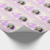 40e Birthday foto demask crème paars wrapping Cadeaupapier (Hoek)