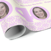 40e Birthday foto demask room paars wrapping W Cadeaupapier (Rol Hoek)