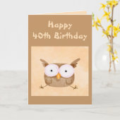 40e Birthday Fun Humor Shocked Owl Bird Kaart (Gele Bloem)