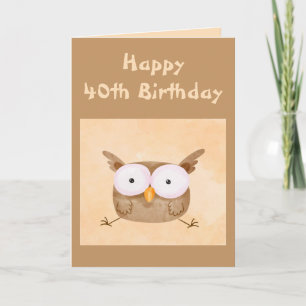 40e Birthday Fun Humor Shocked Owl Bird Kaart
