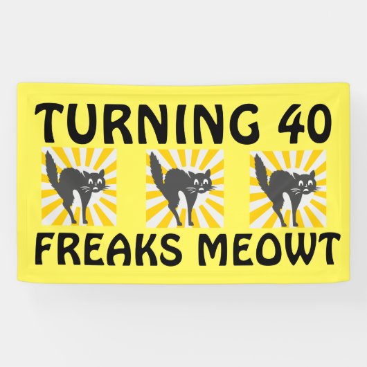 40E BIRTHDAY FUNNY CAT BANNER (Horizontaal)