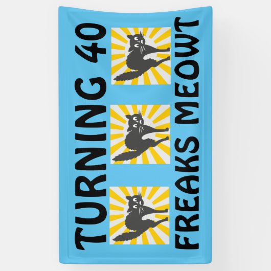 40E BIRTHDAY FUNNY CAT BANNER (Verticaal)
