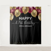 40e Birthday Gold Burgundy Black ballon Wandkleed (Voorkant)