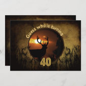 40E BIRTHDAY-INVITATIE - Zonnetijd, Deer, Hunters Kaart (Voorkant / Achterkant)