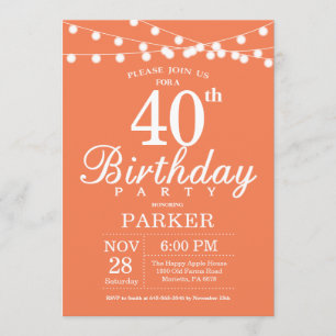40e Birthday Invitation Coral Kaart