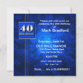 40E BIRTHDAY PARTIJINVITATIE - BLAUW/SILVER KAART (Achterkant)