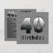 40e BIRTHDAY PARTIJINVITATIE - METAAL Kaart (Voorkant / Achterkant)