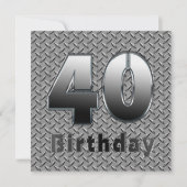 40e BIRTHDAY PARTIJINVITATIE - METAAL Kaart (Voorkant)